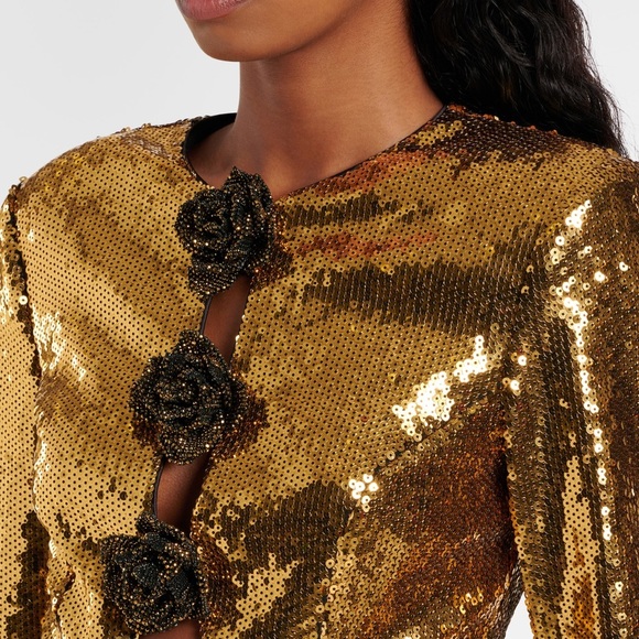 New REBECCA VALLANCE Gloria Floral Sequined Dress - Picture 4 of 9